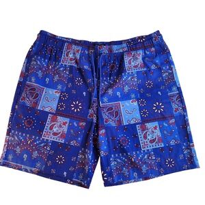 SNOOP DOGG SUPPLY Casual Shorts Mens XXL Blue Bandana Paisley Print Shorts NEW
